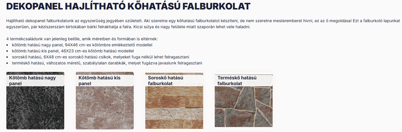 kőhatású falburkolat